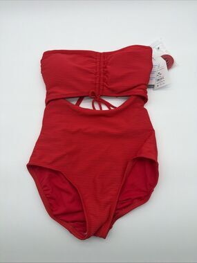 Vibrant Orange Women's Swimsuit Time & Tru NWT Size 8-10 Cutout Boho Beach